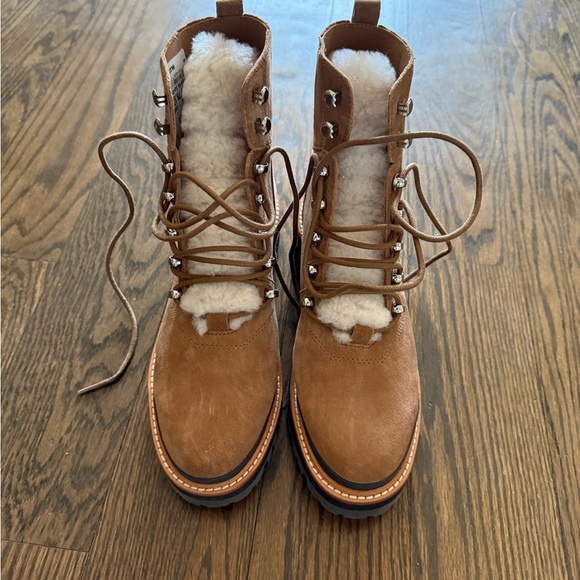 NWT Marc Fisher Shearling Tan Combat Boot Size 8.5 - Picture 6 of 6